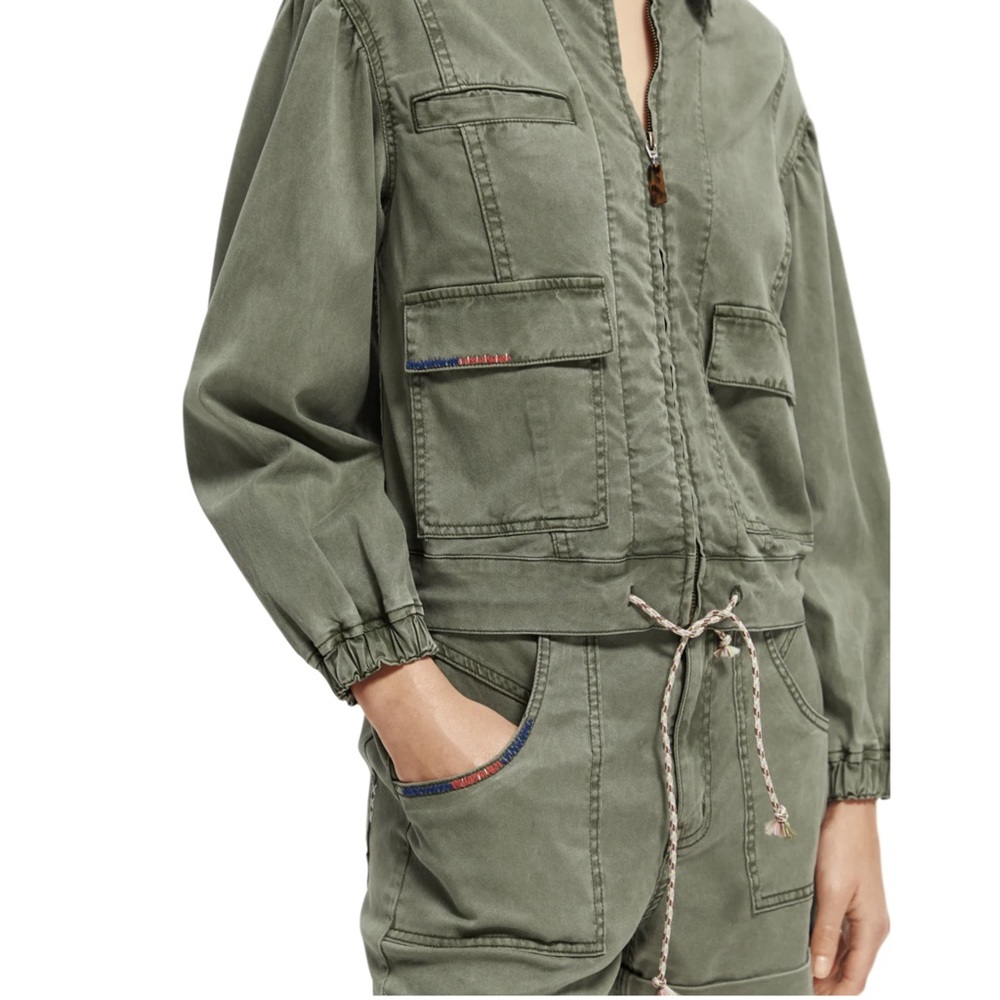 Scotch & Soda Green Garment-Dyed Utility Jacket in Small